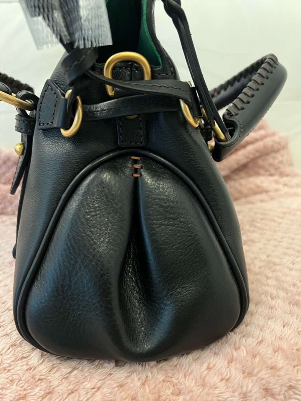 Dooney & Bourke Black Florentine Leather Satchel with Gold Hardware - Picture 4 of 14